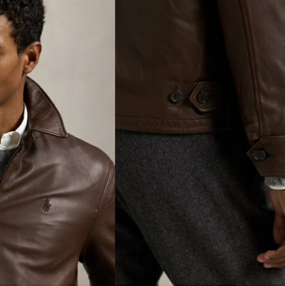 NWT Polo Ralph Lauren Leather Jacket - Biscon Brown - Picture 8 of 16